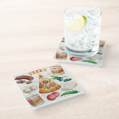 Pizza Recipe Glass Untersetzer (Schrägansicht)