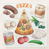 Pizza Recipe Glass Untersetzer (Vorderseite)