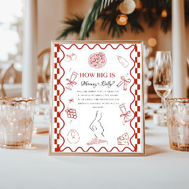 Pizza red Baby Wie groß Mommy'baby Duschzeichen Poster