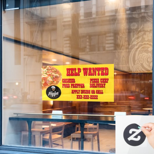 Pizza Restaurant Anpassen Hilfe Gewollt Shop-Logo Fensteraufkleber (Café-Fenster)