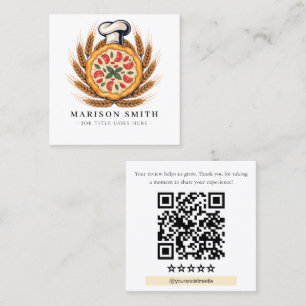 Pizza Restaurant Bewertungs-QR-Code  Quadratische Visitenkarte