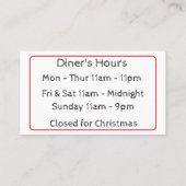 Pizza Restaurant Business Card Visitenkarte (Rückseite)