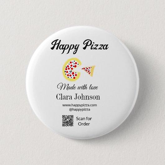 Pizza restaurant cafe pizzeria scan QR code order Button (Vorderseite)