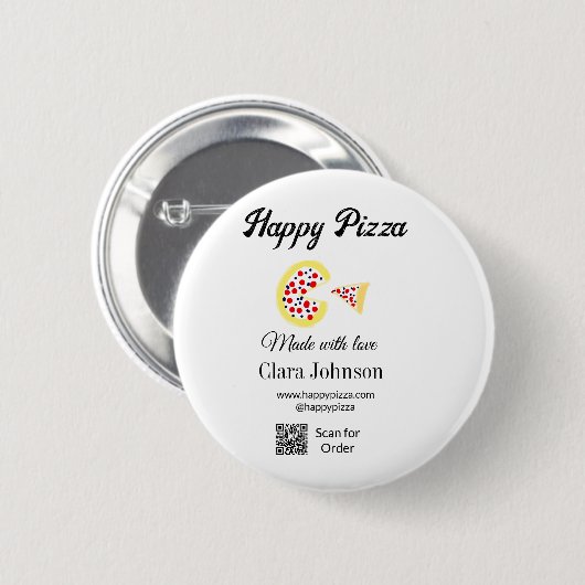 Pizza restaurant cafe pizzeria scan QR code order  Button (Vorne & Hinten)
