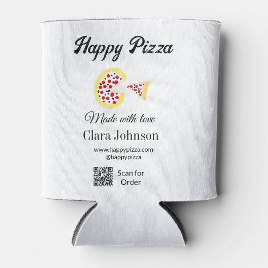 Pizza restaurant cafe pizzeria scan QR code order  Dosenkühler (Vorderseite)