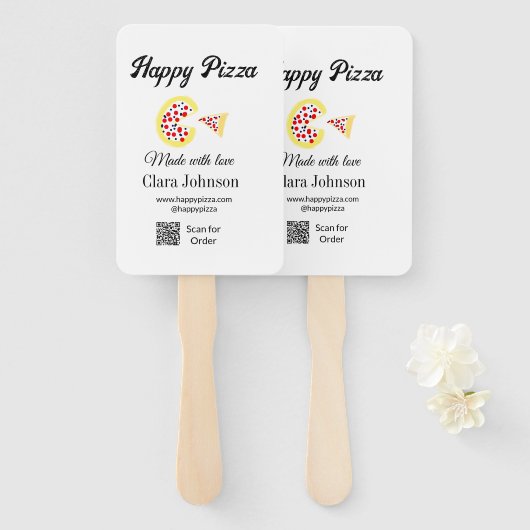 Pizza restaurant cafe pizzeria scan QR code order  Fächer (Vorne und Hinten)