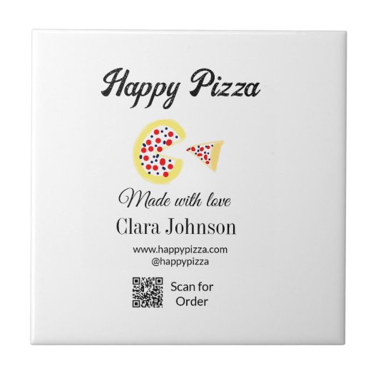 Pizza restaurant cafe pizzeria scan QR code order Fliese (Vorderseite)