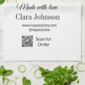 Pizza restaurant cafe pizzeria scan QR code order  Geschirrtuch (Gefaltet)