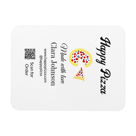 Pizza restaurant cafe pizzeria scan QR code order  Magnet (Horizontal)