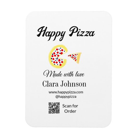 Pizza restaurant cafe pizzeria scan QR code order Magnet (Vertikal)