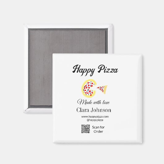 Pizza restaurant cafe pizzeria scan QR code order  Magnet (Vorderseite/Rückseite)
