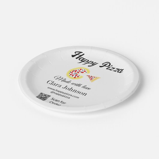 Pizza restaurant cafe pizzeria scan QR code order  Pappteller (Schrägansicht)