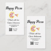 Pizza restaurant cafe pizzeria scan QR code order Visitenkarte (Vorne/Hinten)