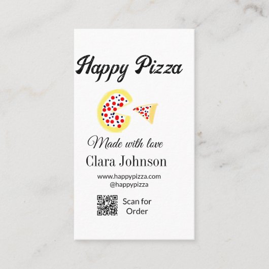 Pizza restaurant cafe pizzeria scan QR code order Visitenkarte (Vorderseite)