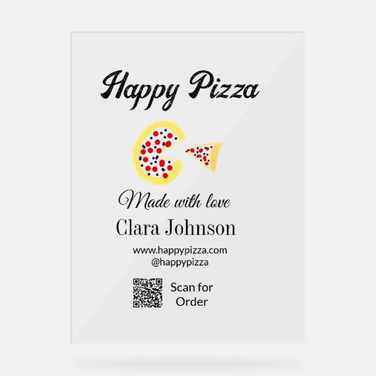 Pizza Restaurant Café Pizzeria Scan QR Code Reihen Acrylschild (Vorderseite)