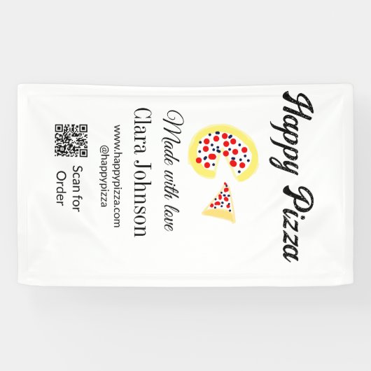 Pizza Restaurant Café Pizzeria Scan QR Code Reihen Banner (Horizontal)