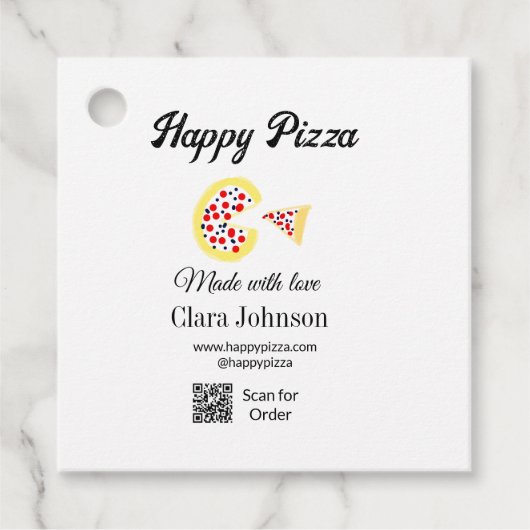 Pizza Restaurant Café Pizzeria Scan QR Code Reihen Geschenkanhänger (Vorderseite)