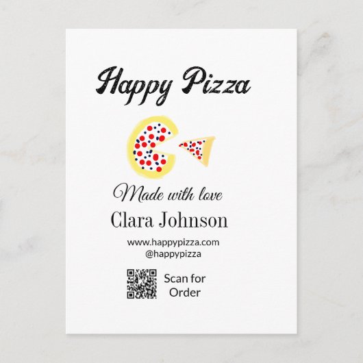 Pizza Restaurant Café Pizzeria Scan QR Code Reihen Postkarte (Vorderseite)