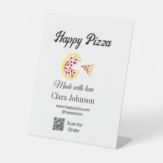 Pizza Restaurant Café Pizzeria Scan QR Code Reihen Sockelschild (Vorderseite)