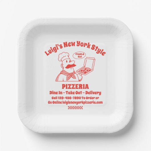 Pizza Restaurant im Detail Grafik anpassen Pappteller (Vorderseite)