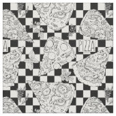 Pizza Restaurant Koch Black and White Checked Stoff (Nahaufnahme)