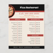 Pizza Restaurant, Menü & Flyer auf der Preisliste (Vorne)