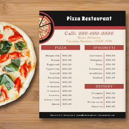 Pizza Restaurant, Menü & Flyer auf der Preisliste