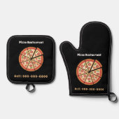 Pizza Restaurant Ofenhandschuh & Topflappen-Set (Vorderseite)