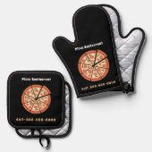 Pizza Restaurant Ofenhandschuh & Topflappen-Set (Vorderseite/Rückseite)