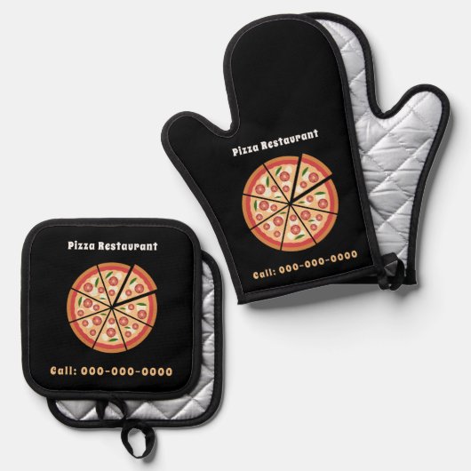 Pizza Restaurant Ofenhandschuh & Topflappen-Set (Vorderseite/Rückseite)