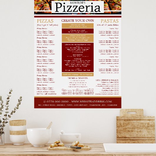 Pizza Restaurant, Pizzeria Poster (Küche)