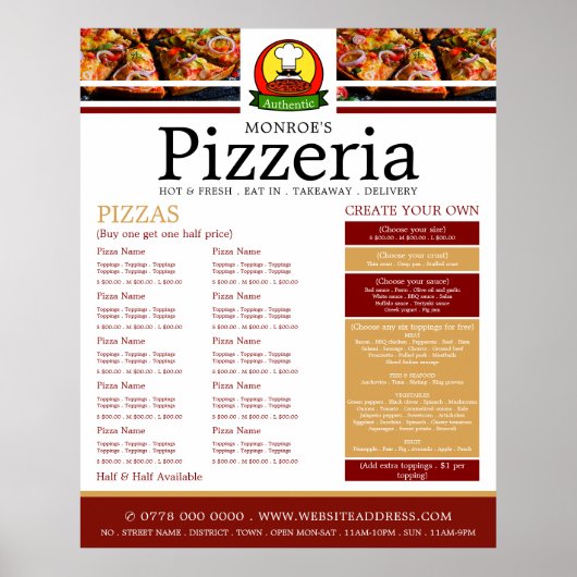 Pizza Restaurant, Pizzeria Poster (Vorne)