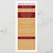 Pizza Restaurant, Pizzeria Slimline Menükarte (Rückseite)