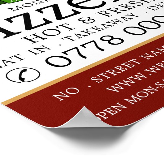 Pizza Restaurant, Pizzeria Werbung Poster (Ecke)