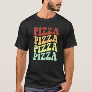 Pizza Retro Sonnenblumen Lächeln Gesicht bunt Vint T-Shirt