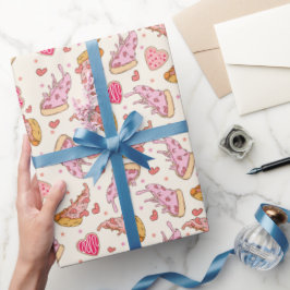Pizza Retro Valentine's Wrapping Paper Geschenkpapier