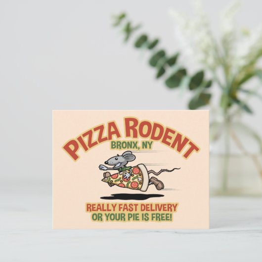 Pizza Rodent Postkarte (Stehend Vorderseite)