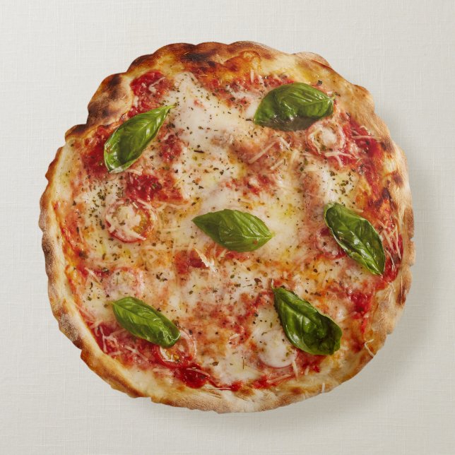 Pizza Round Throw Kissen (Vorderseite)