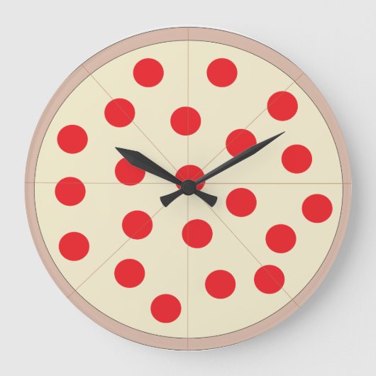 Pizza Round Wall Clock (groß) Große Wanduhr (Vorderseite)