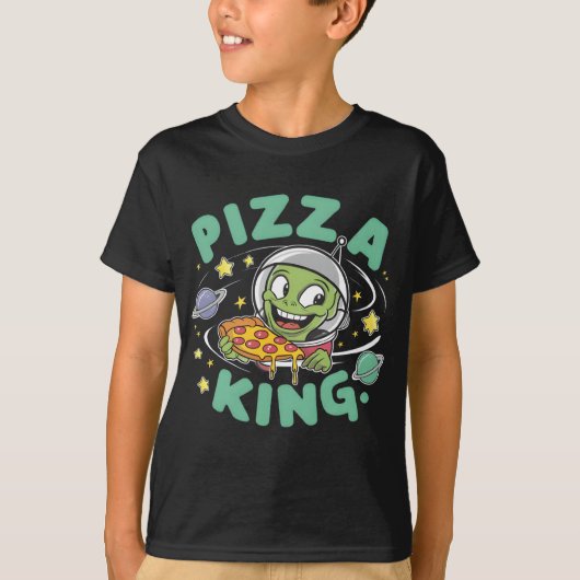 Pizza Royalty: Cartoon Charakter Holds Pizza King T-Shirt (Vorderseite)