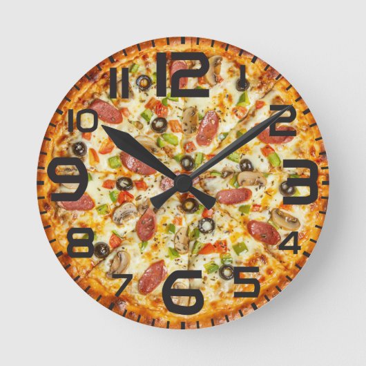 Pizza Runde Wanduhr (Vorderseite)
