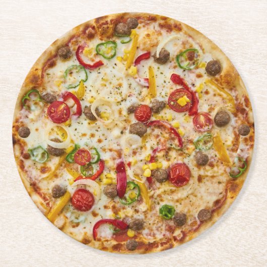 Pizza Runder Pappuntersetzer (Vorderseite)