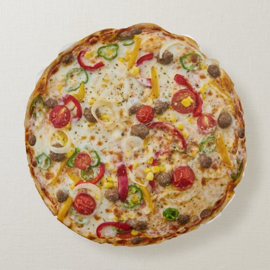Pizza Rundes Kissen (Rückseite)