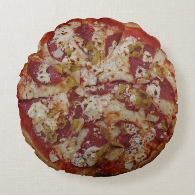Pizza Rustica Rundes Kissen (Vorderseite)