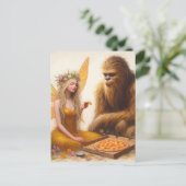 Pizza Sasquatch und die Fairy Postkarte (Stehend Vorderseite)