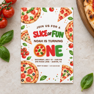 Pizza-Scheibe des Spaßes 1. Geburtstag Einladung