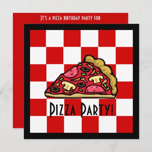 Pizza-Scheibe-Pizza-Party Einladung (Vorne/Hinten)