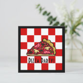 Pizza-Scheibe-Pizza-Party Einladung (Stehend Vorderseite)