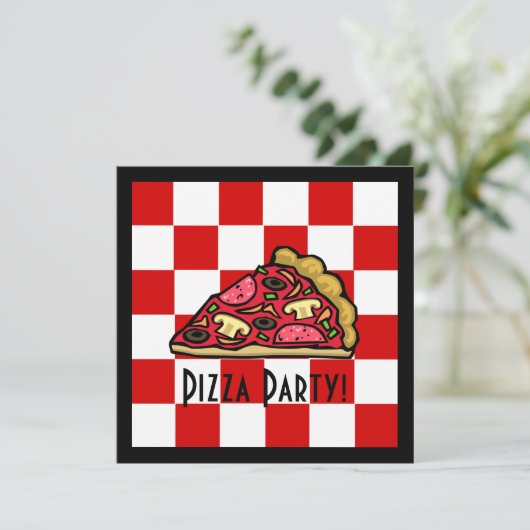 Pizza-Scheibe-Pizza-Party Einladung (Stehend Vorderseite)