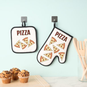 Pizza Scheiben Design  Ofenhandschuh & Topflappen-Set